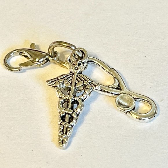 Medical Nursing Caduceus Stethoscope Charm Clip On Zipper Pull MD RN RRT - Picture 4 of 8